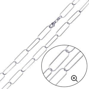 Sterling Silver 925 Rhodium Plated Oval Paperclip Link Chain 6.5mm